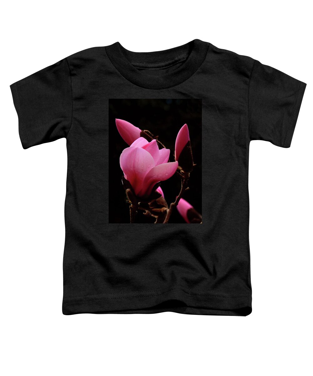 Alex Lyubar Toddler T-Shirt featuring the photograph Pink Magnolia by Alex Lyubar
