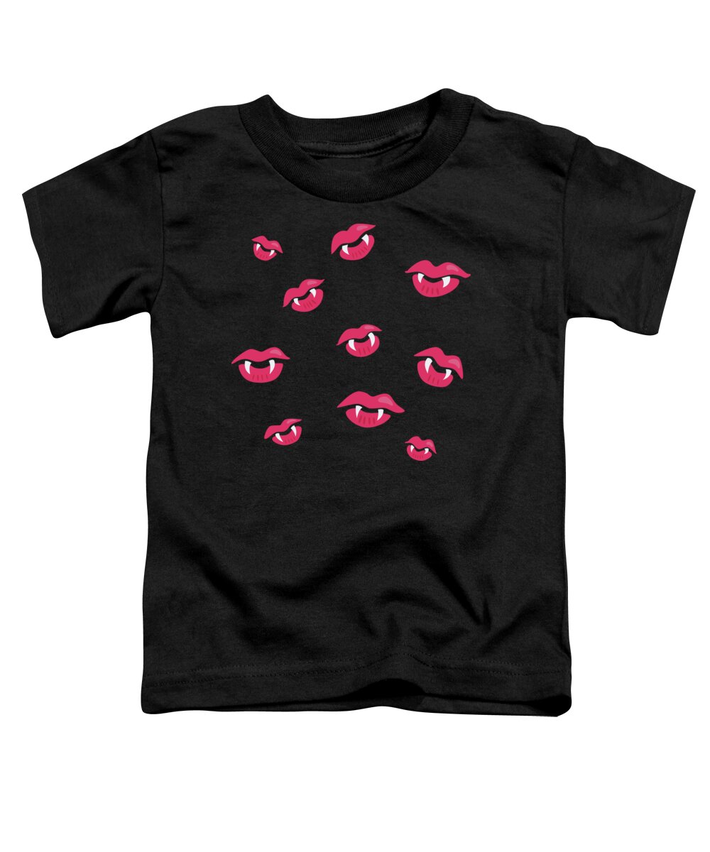 Vampire Toddler T-Shirt featuring the digital art Pink Mouths With Vampire Teeth by Boriana Giormova
