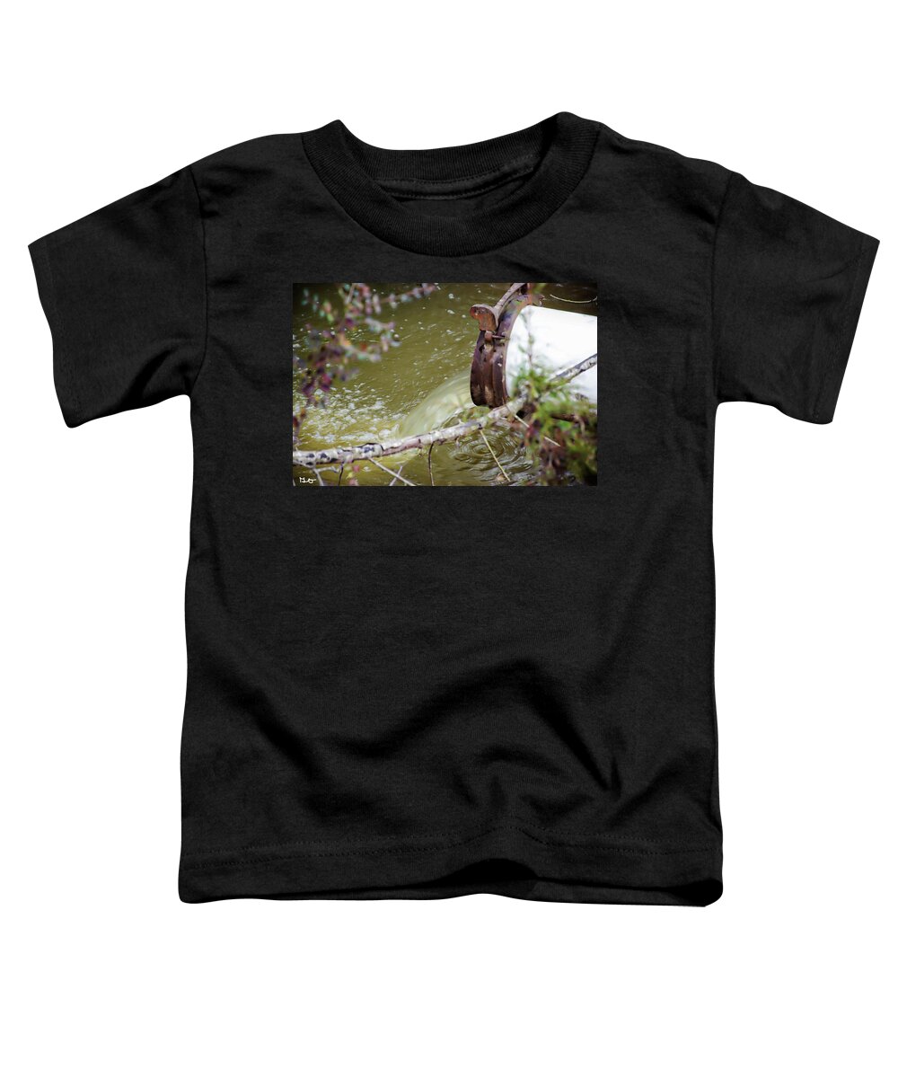 Pipe Toddler T-Shirt featuring the photograph Pipe and Water by Gina O'Brien