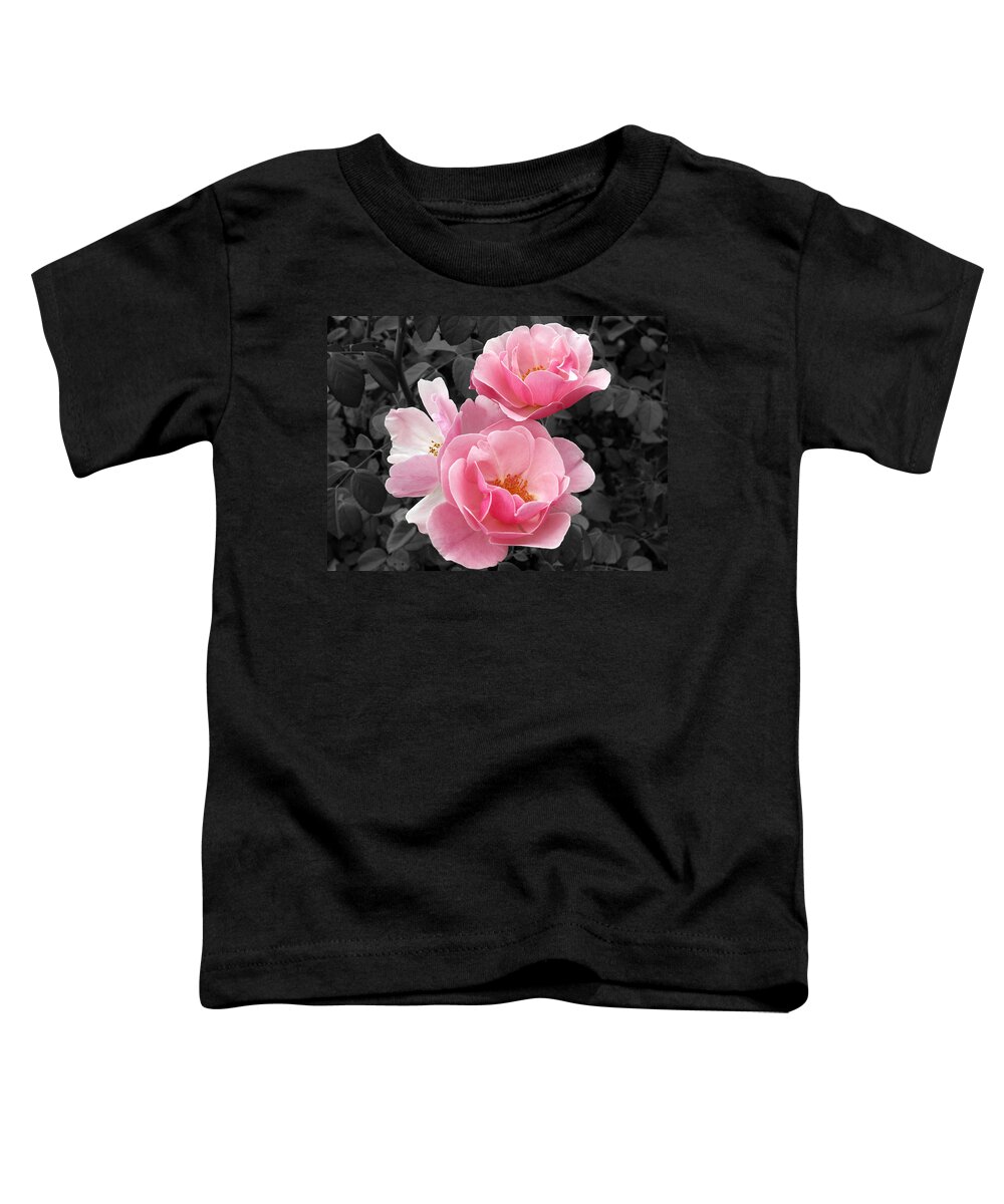 Flower Toddler T-Shirt featuring the photograph Popping Pink Roses by Amy Fose