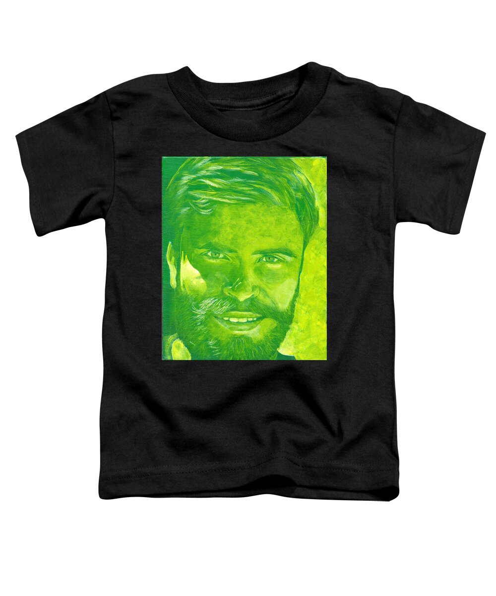 Portrait Toddler T-Shirt featuring the painting Portrait in green by John Neeve