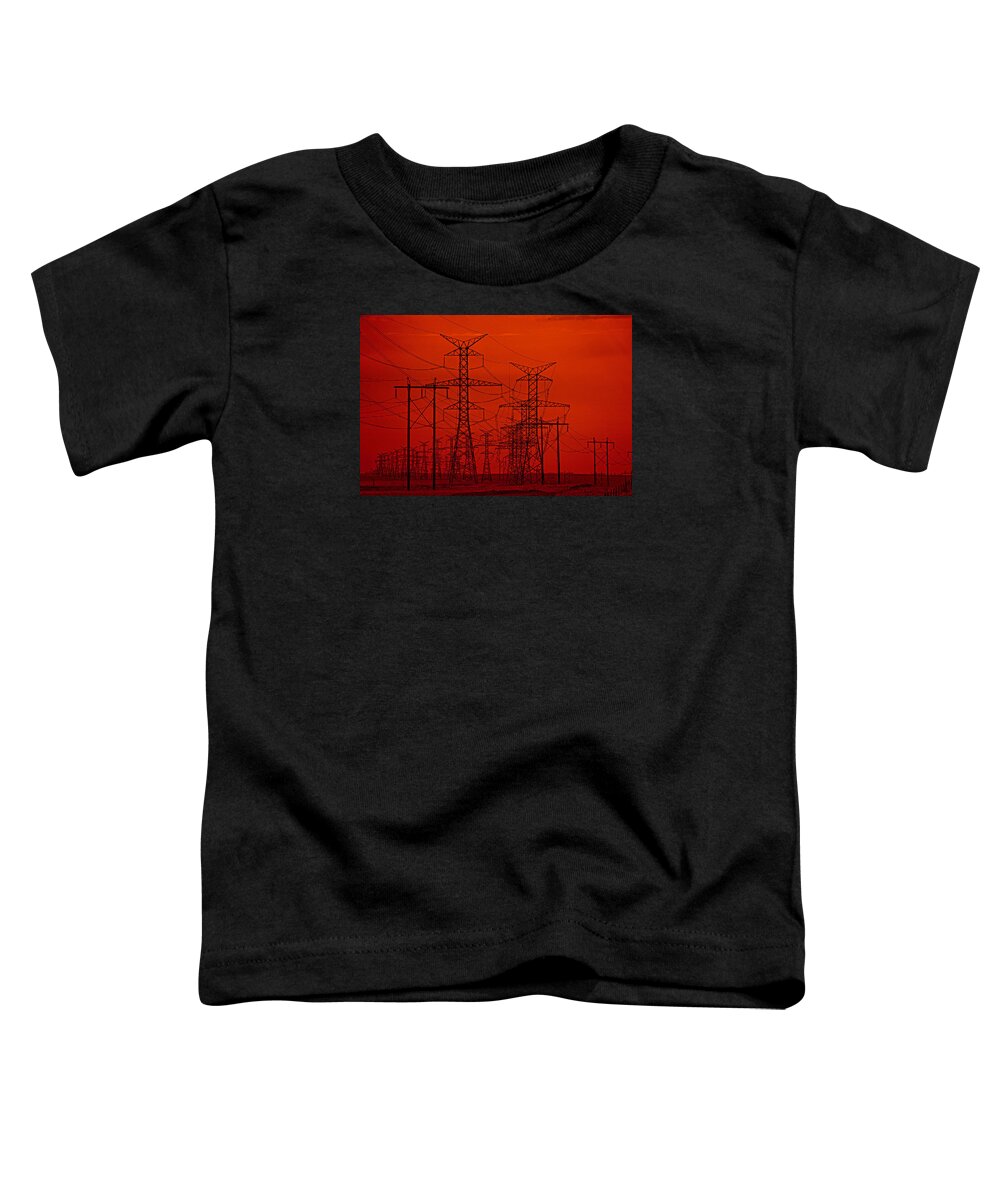 Red Toddler T-Shirt featuring the photograph Power Lines by Darcy Dietrich