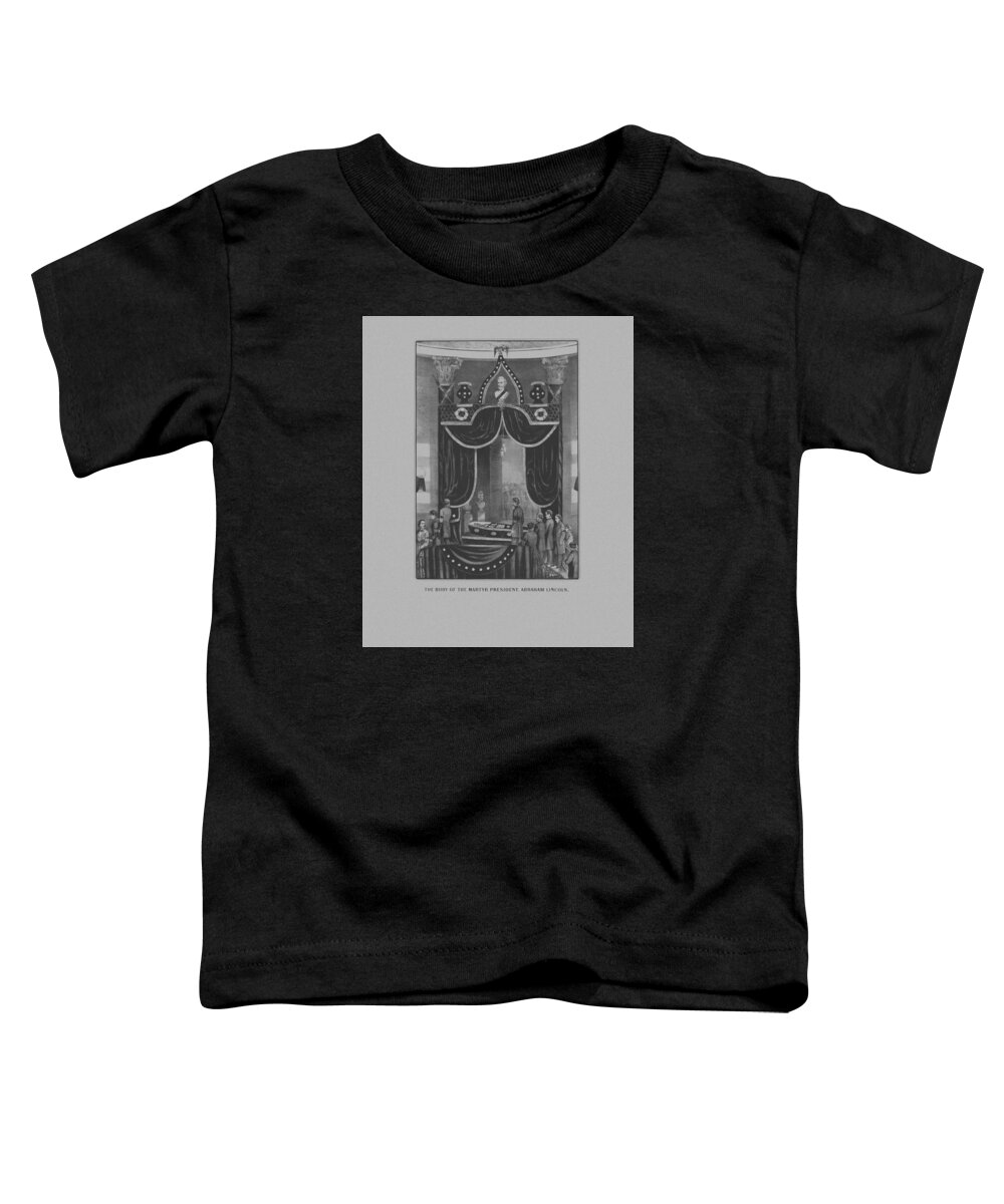 Abe Lincoln Toddler T-Shirt featuring the drawing President Abraham Lincoln Lying In State by War Is Hell Store
