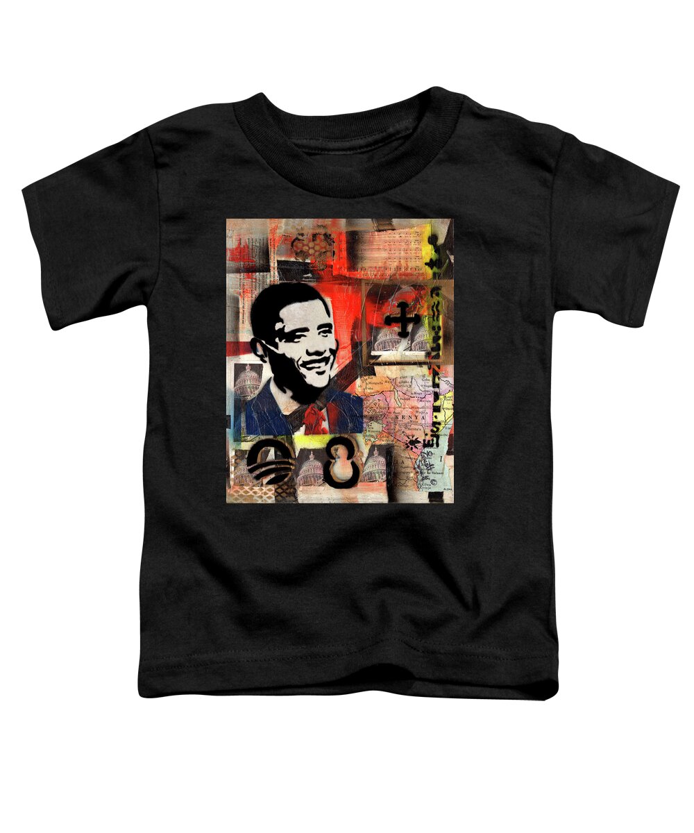 44th President Of The United States Toddler T-Shirt featuring the mixed media President Barack Obama by Everett Spruill