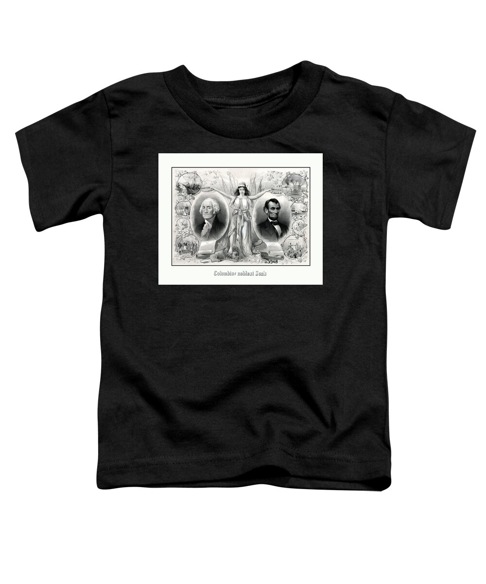 Abraham Lincoln Toddler T-Shirt featuring the drawing Presidents Washington and Lincoln by War Is Hell Store