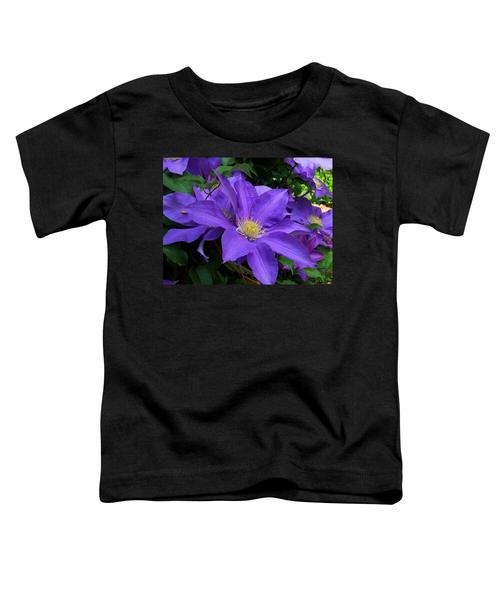Clematis Toddler T-Shirt featuring the photograph Purple Clematis by Michiale Schneider
