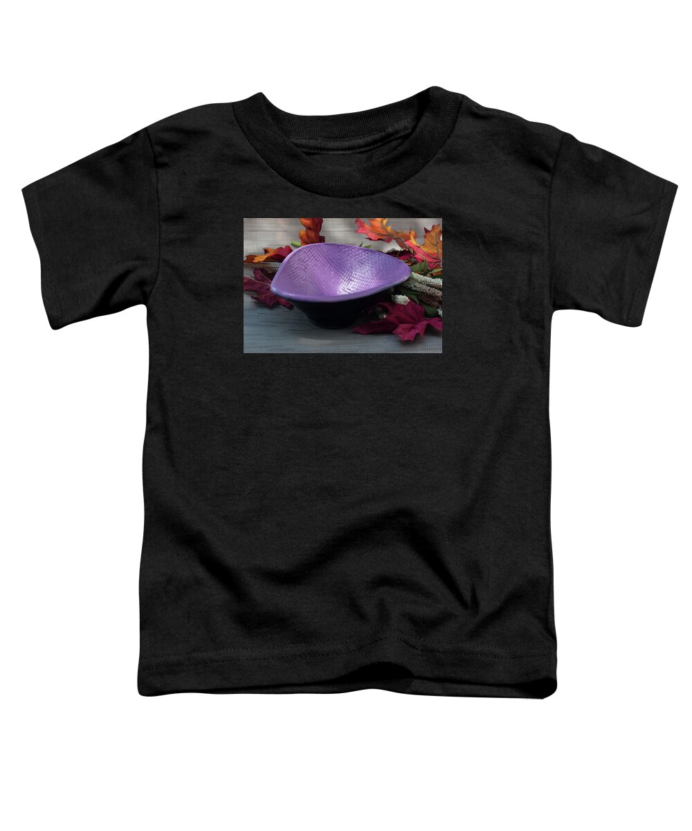 Ceramic Toddler T-Shirt featuring the ceramic art Purple Triangular Bowl by Suzanne Gaff