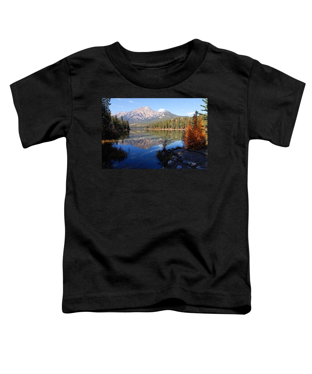 Pyramid Mountain Toddler T-Shirt featuring the photograph Pyramid Moutain Reflection by Larry Ricker