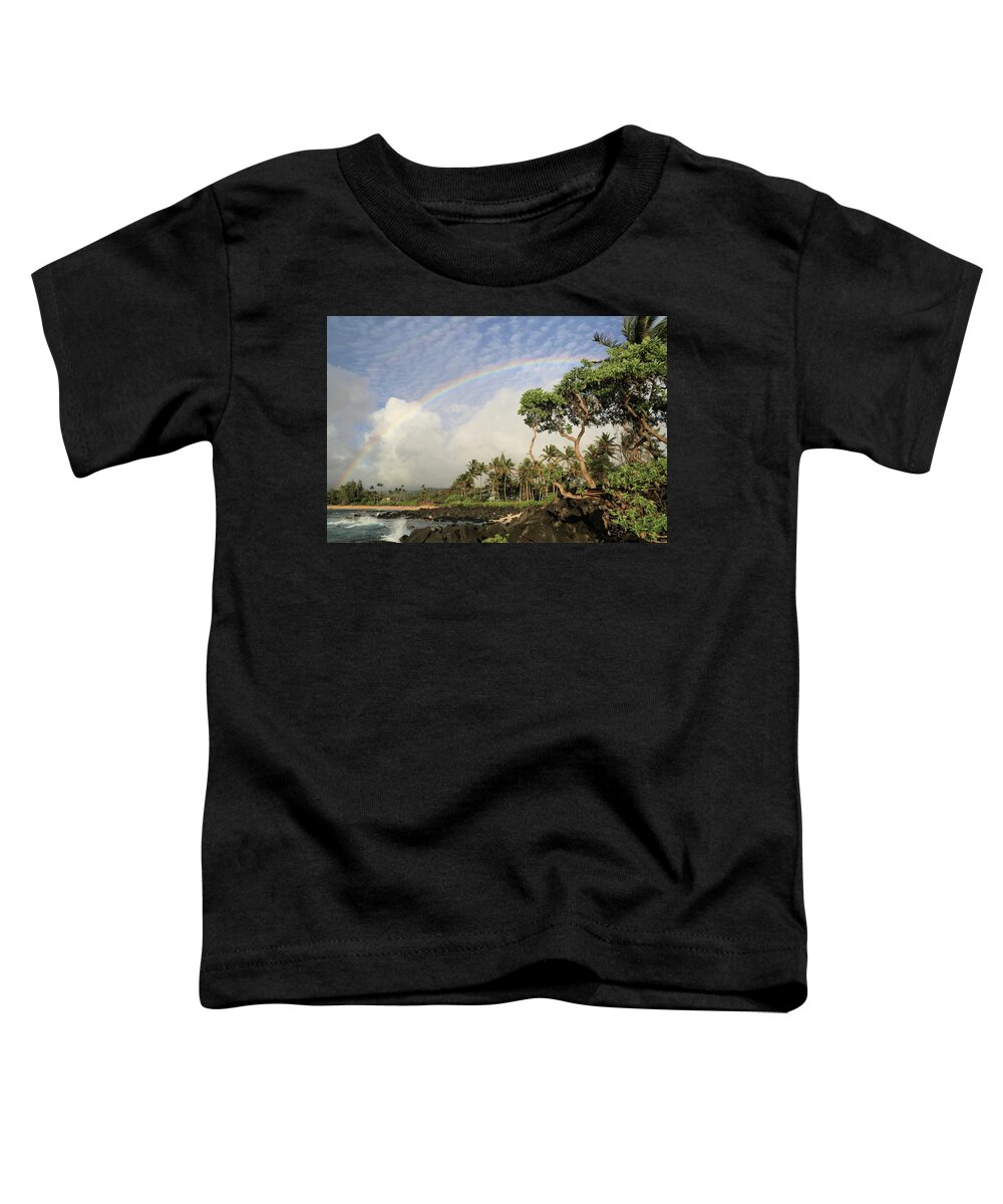 Photosbymch Toddler T-Shirt featuring the photograph Rainbow over the Beach by M C Hood