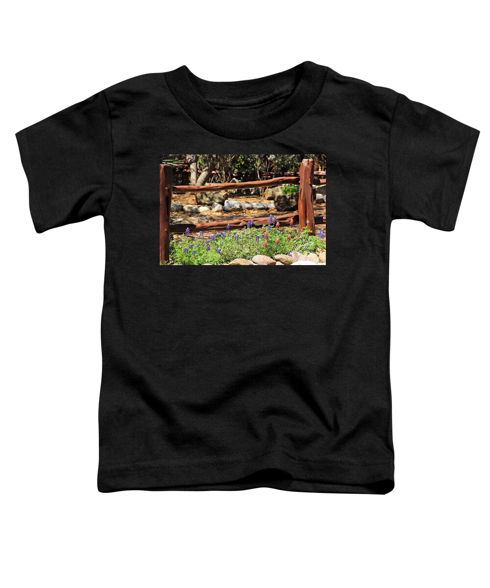 Landscape Toddler T-Shirt featuring the photograph Red and Bluebonnets by Matalyn Gardner