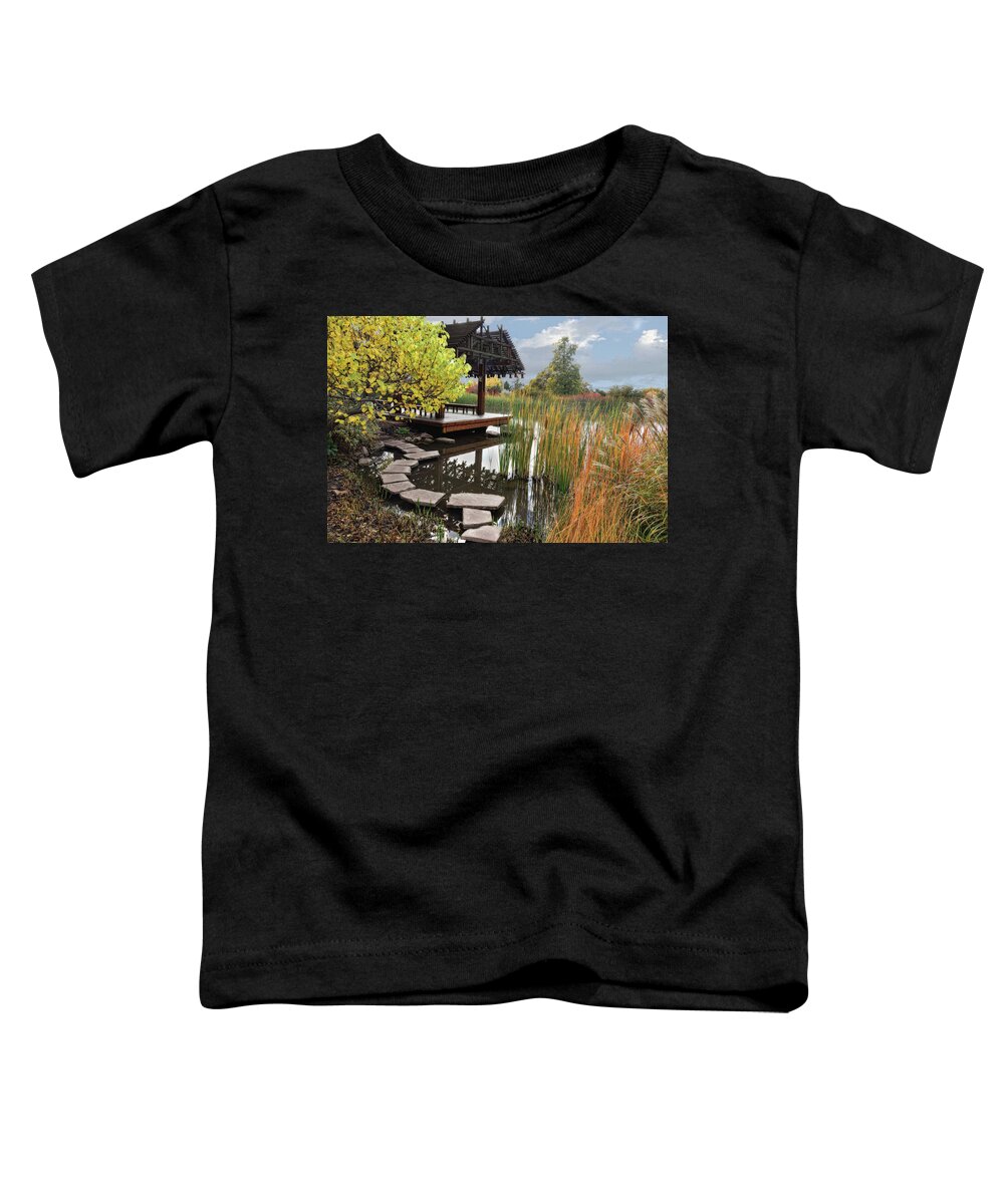 Water Pavillion Toddler T-Shirt featuring the photograph Red Butte Gardens by Douglas Pulsipher