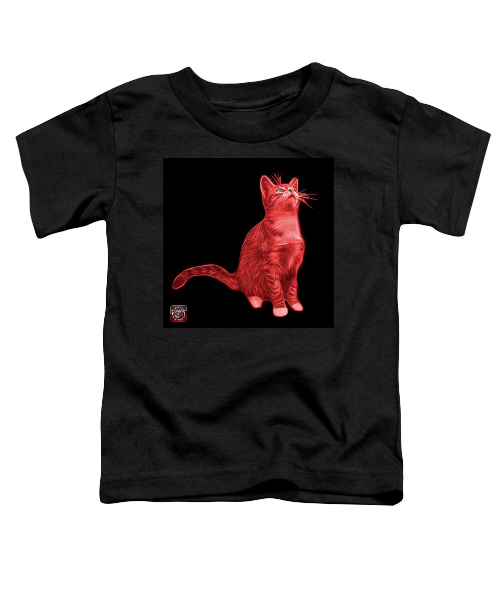 Cat Toddler T-Shirt featuring the painting Red Cat Art - 3771 BB by James Ahn