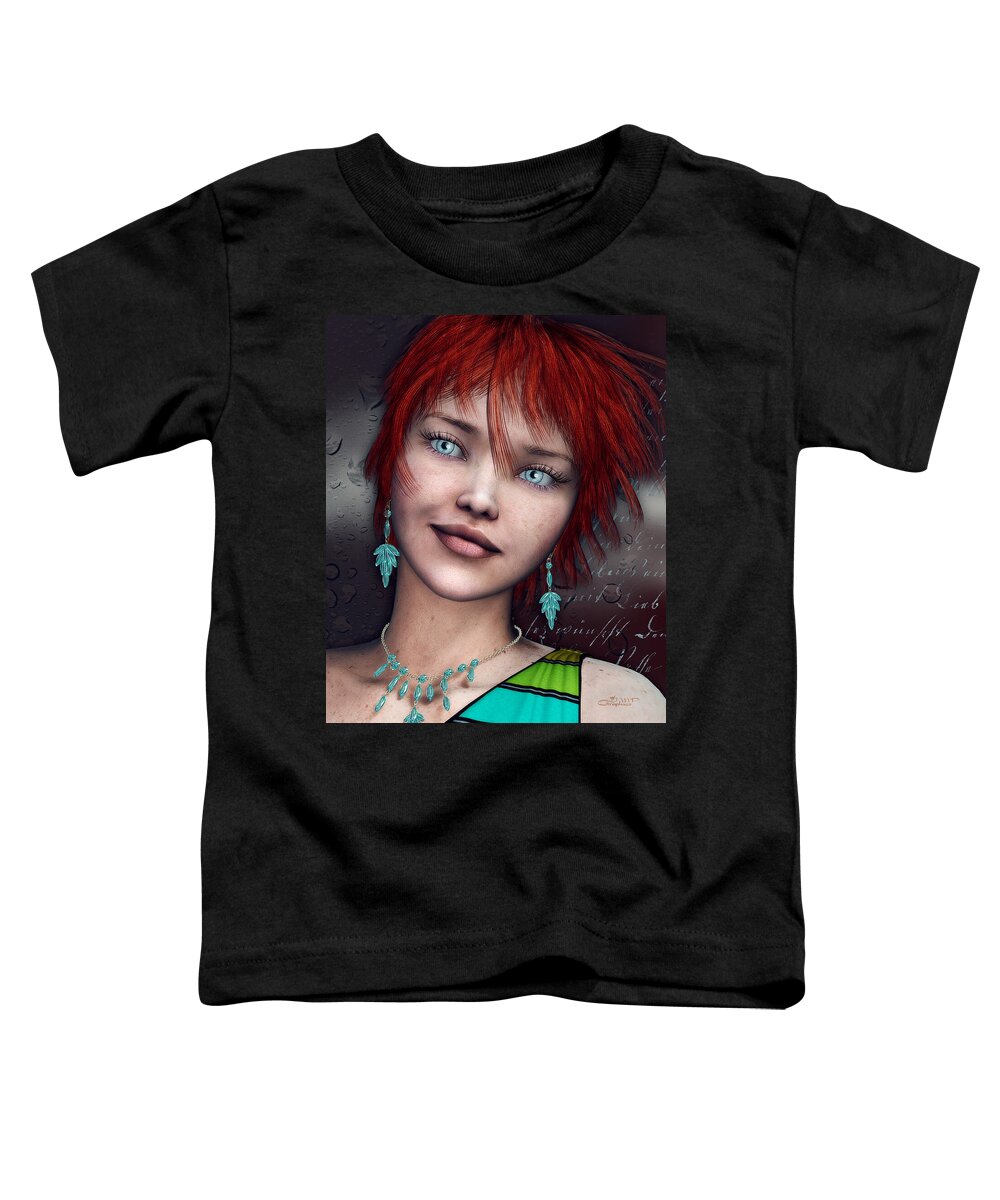 3d Toddler T-Shirt featuring the digital art Redhead by Jutta Maria Pusl