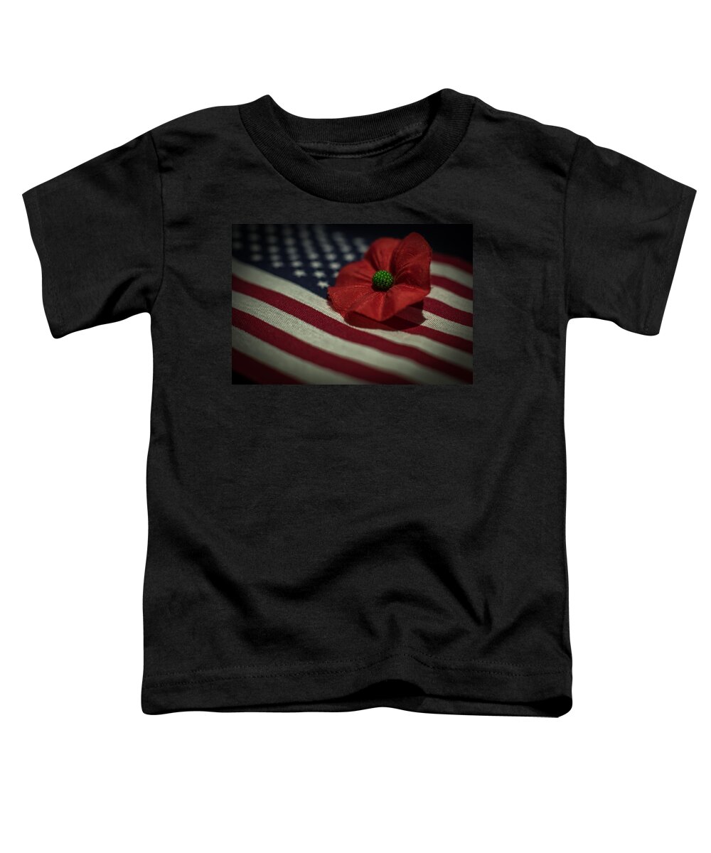 Terry D Photography Toddler T-Shirt featuring the photograph Remembrance USA Flag by Terry DeLuco