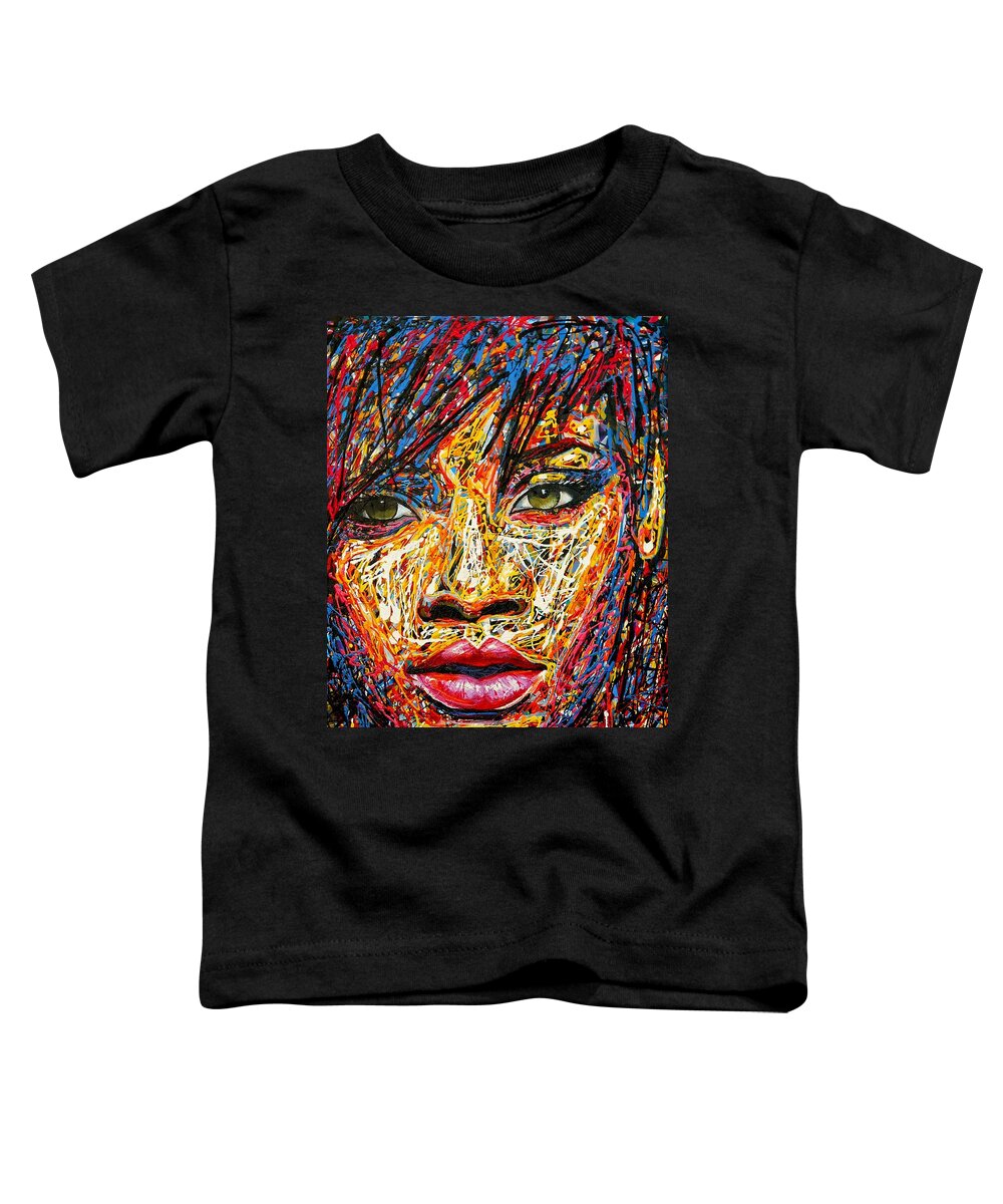 Art Toddler T-Shirt featuring the painting Rihanna by Angie Wright