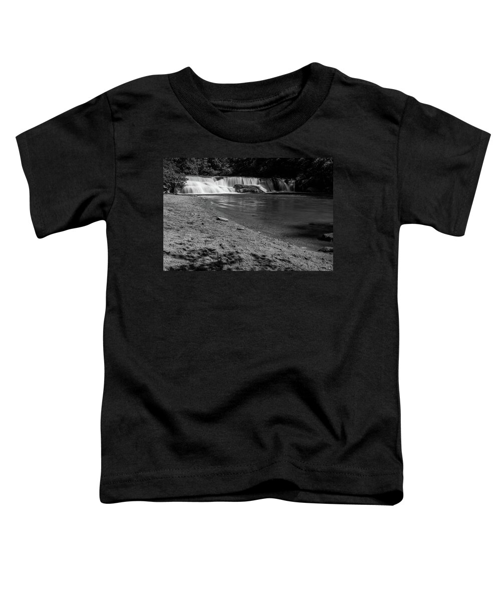 Water Fall Toddler T-Shirt featuring the photograph Riley Moore Falls in BW by Doug Camara