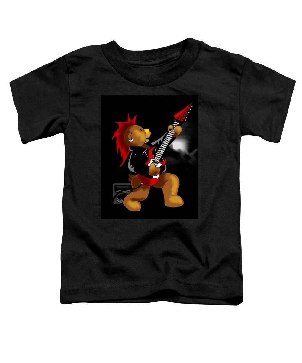 Guitar Toddler T-Shirt featuring the digital art Rock to Midnight by Scarlett Royale