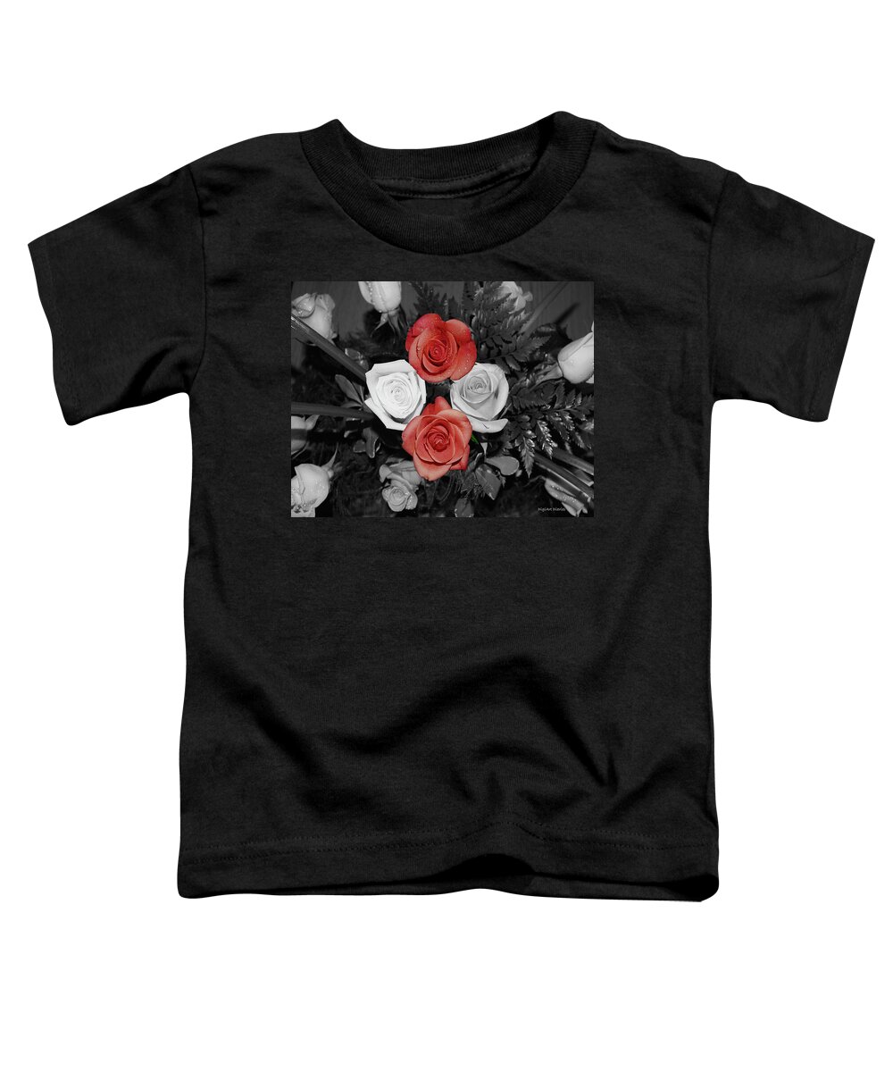Black And White Photographs Toddler T-Shirt featuring the digital art Rose Bouquet by DigiArt Diaries by Vicky B Fuller