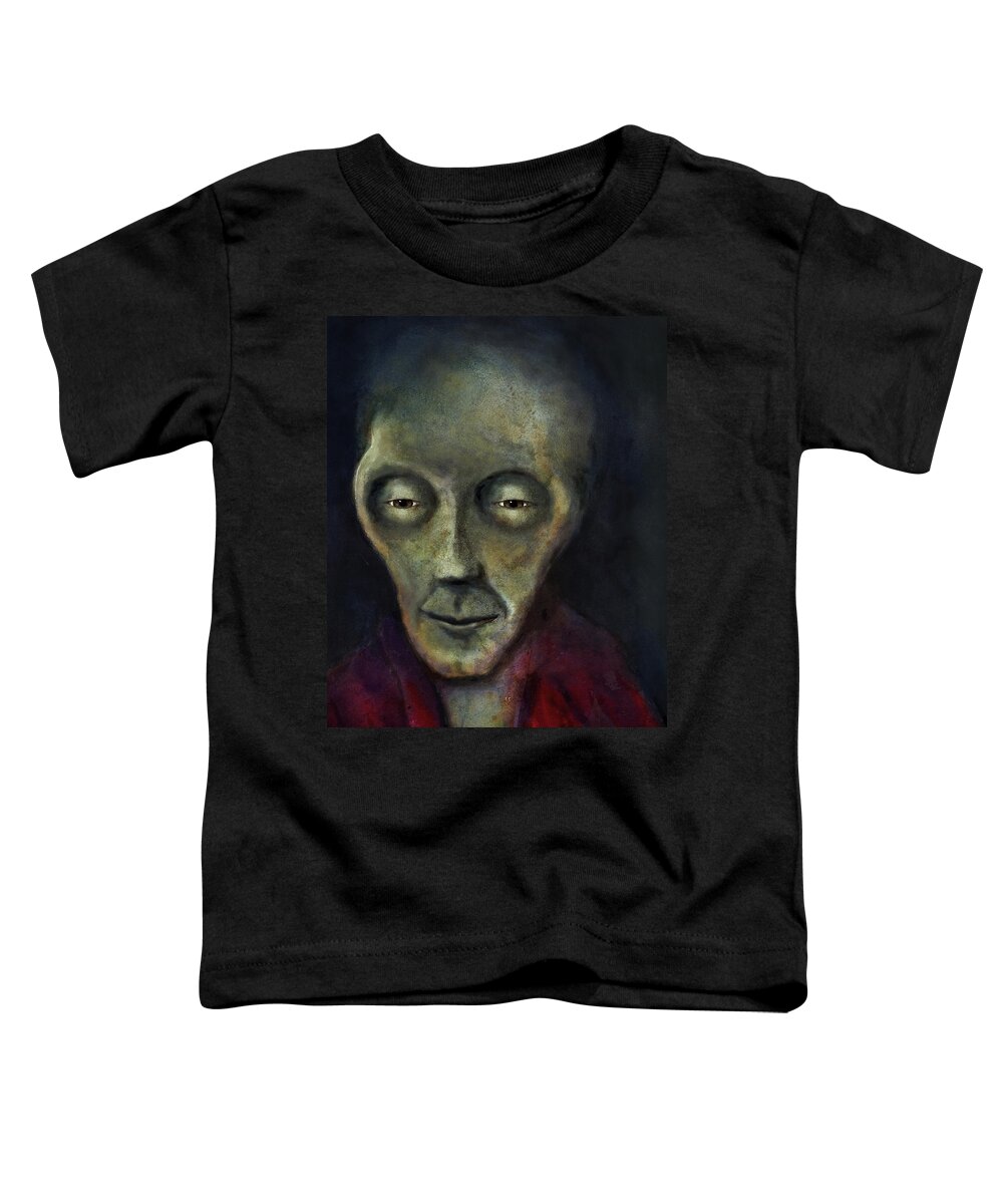 Alien Toddler T-Shirt featuring the painting Roswell Alien by Rick Mosher