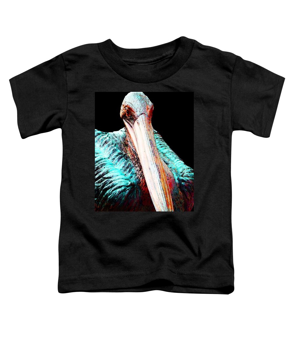Pelican Toddler T-Shirt featuring the painting Rusty - Pelican Art Painting by Sharon Cummings by Sharon Cummings