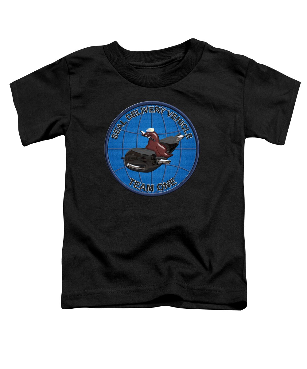 'military Insignia & Heraldry - Nswc' Collection By Serge Averbukh Toddler T-Shirt featuring the digital art S E A L Delivery Vehicle Team One - S D V T 1 Patch over Black Velvet by Serge Averbukh