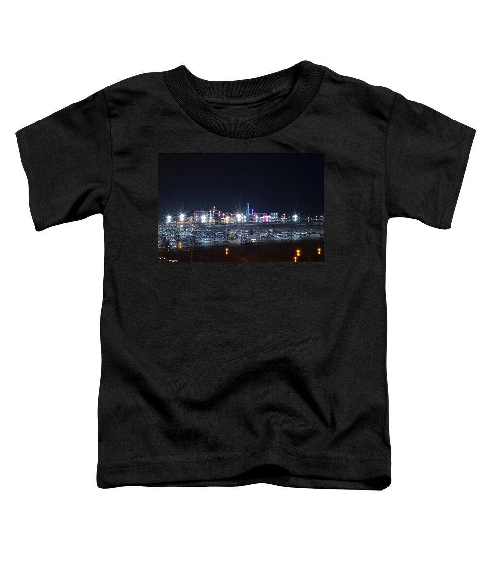 Santa Monica Pier Toddler T-Shirt featuring the photograph Santa Monica Pier at night by Erik Burg