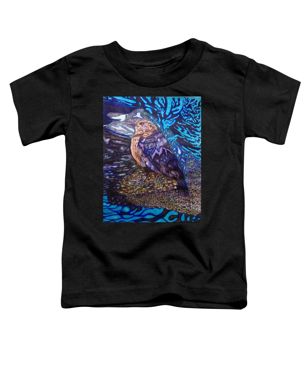 Bird Toddler T-Shirt featuring the drawing Shore Bird by Angela Weddle