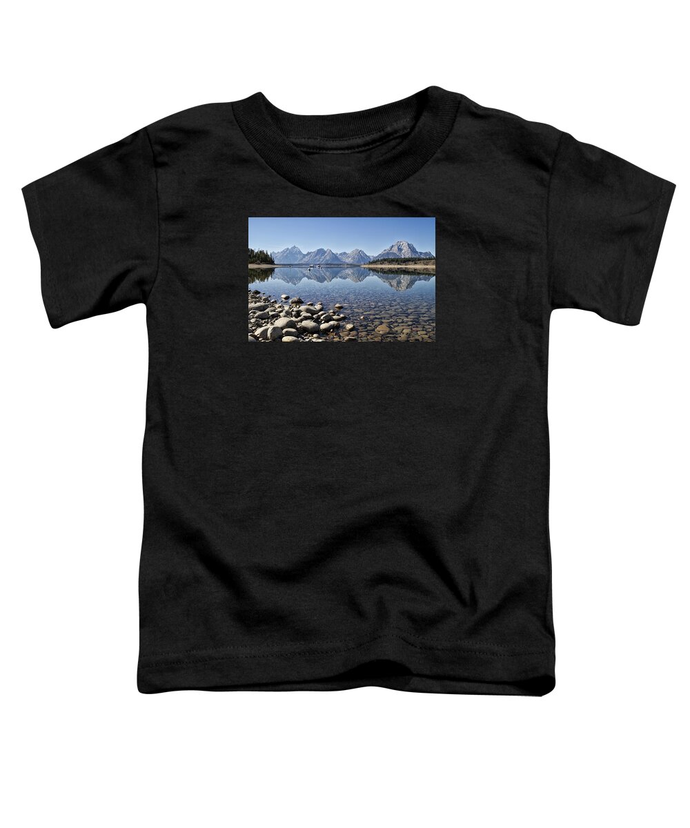 Tetons Toddler T-Shirt featuring the photograph Jackson Lake near Signal Mountain Lodge by Shirley Mitchell