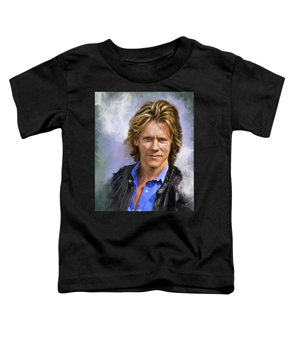 Kevin Bacon Toddler T-Shirt featuring the digital art Smoking Hot Bacon by Susan Kinney