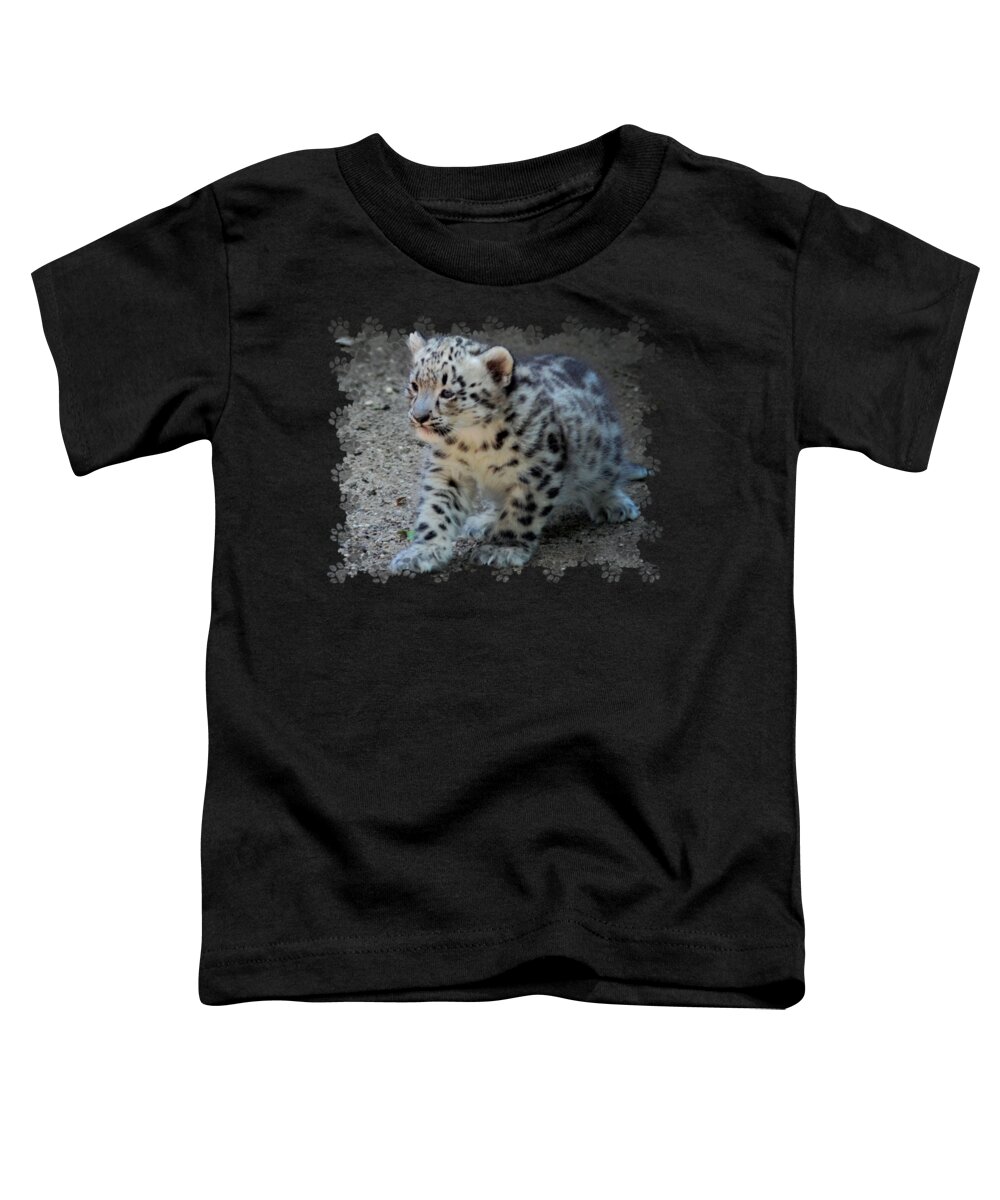 Terry Deluco Toddler T-Shirt featuring the photograph Snow Leopard Cub Paws Border by Terry DeLuco