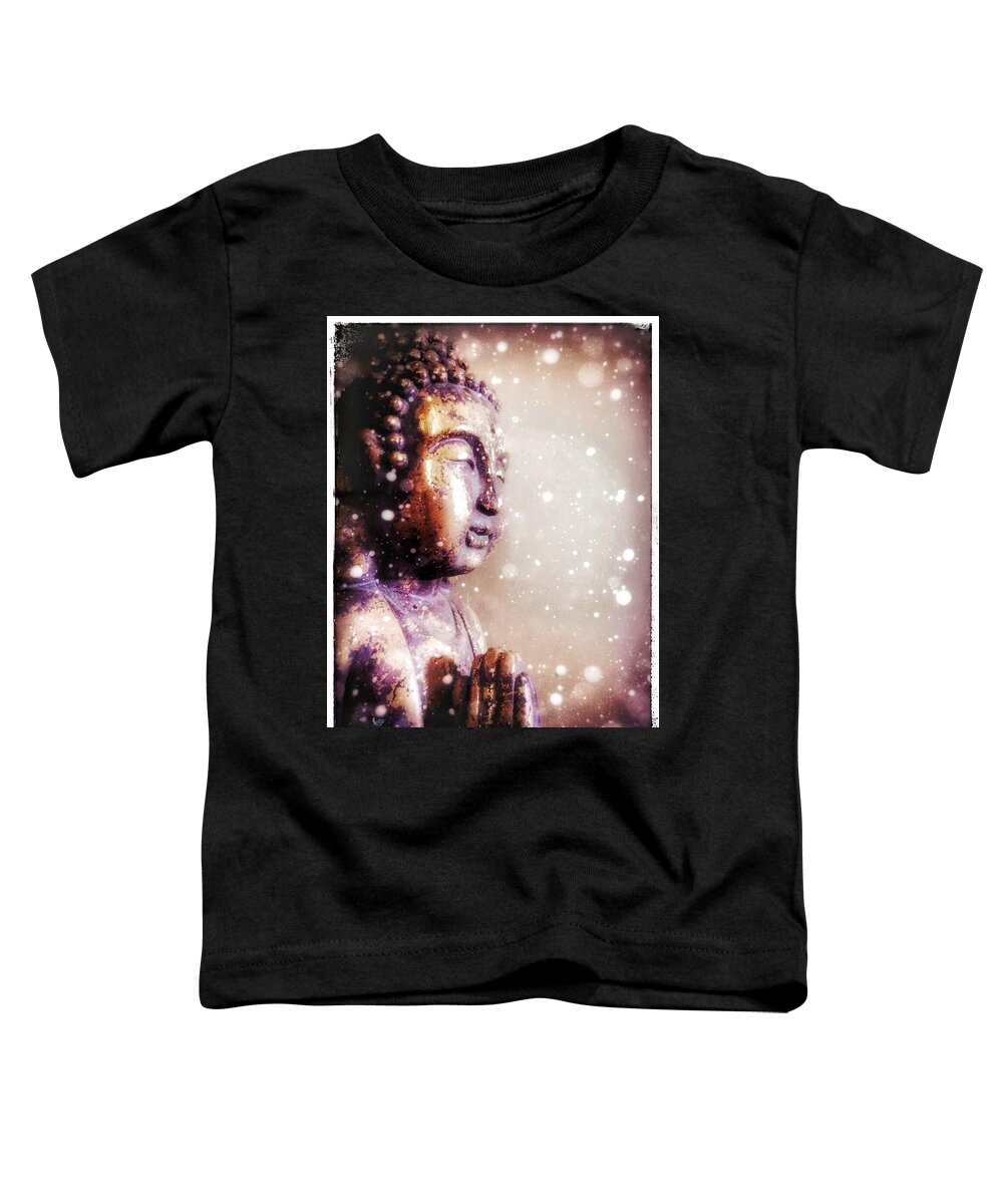 Buddha Toddler T-Shirt featuring the mixed media Snowy Buddha by Christine Paris