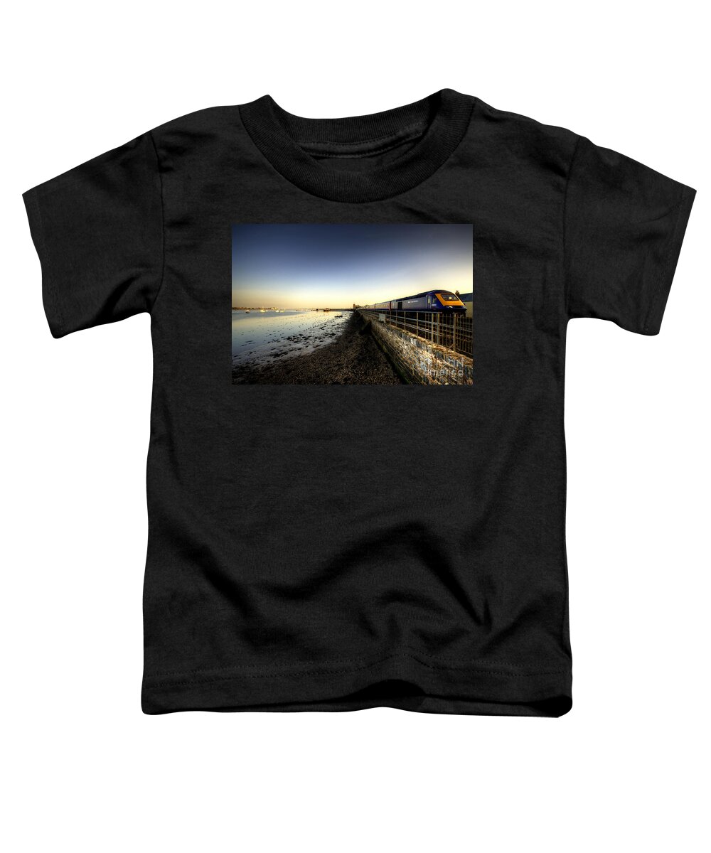 Train Toddler T-Shirt featuring the photograph Speeding Thro Starcross by Rob Hawkins