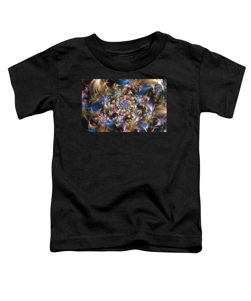 Abstract Toddler T-Shirt featuring the digital art Spiral Flashes by Peggi Wolfe