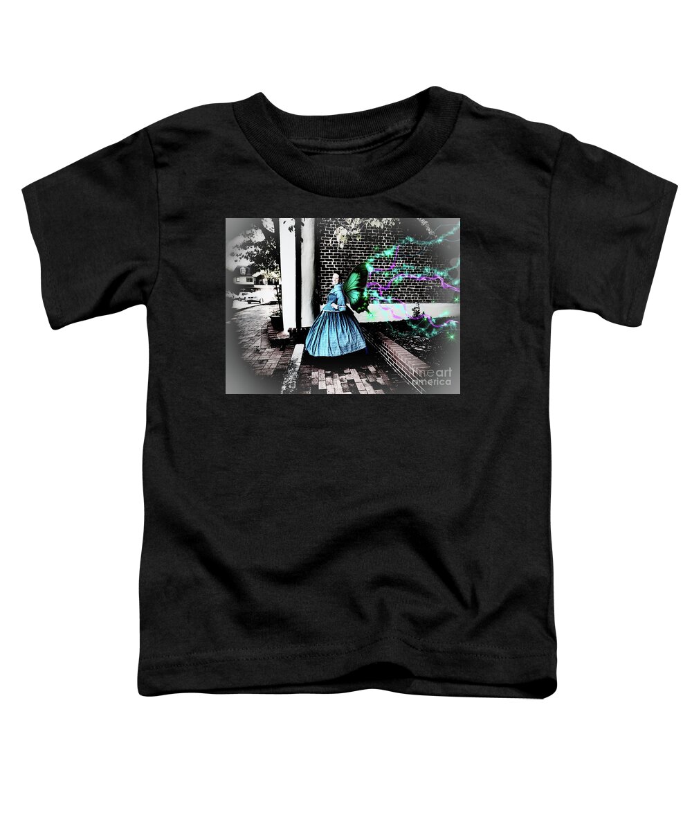 Spooky Toddler T-Shirt featuring the digital art Spooky Historic Butterfly Dahlonega by Nicole Angell