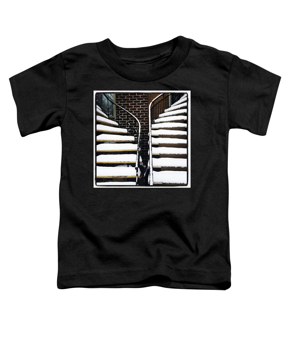 Staircase Toddler T-Shirt featuring the photograph Staircases covered by snow by GoodMood Art