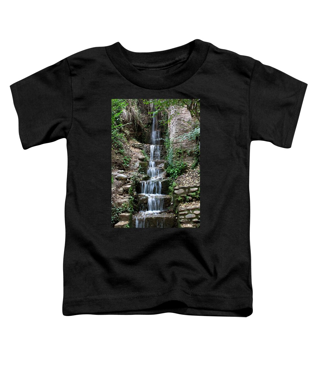 Granada Toddler T-Shirt featuring the photograph Stairway Waterfall by Lorraine Devon Wilke
