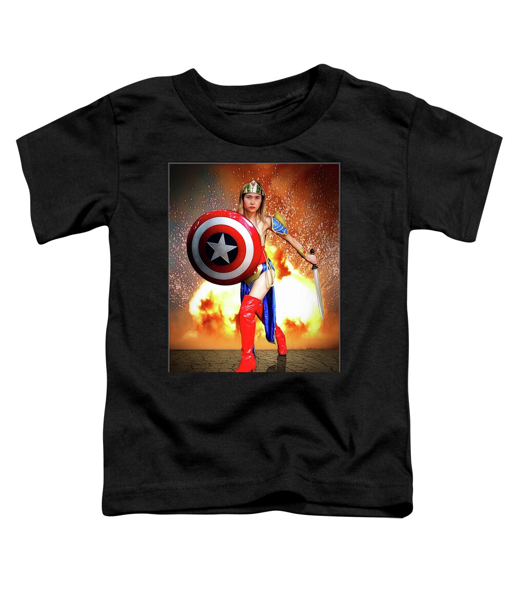 Captain America Toddler T-Shirt featuring the photograph Star Spangled Hero by Jon Volden