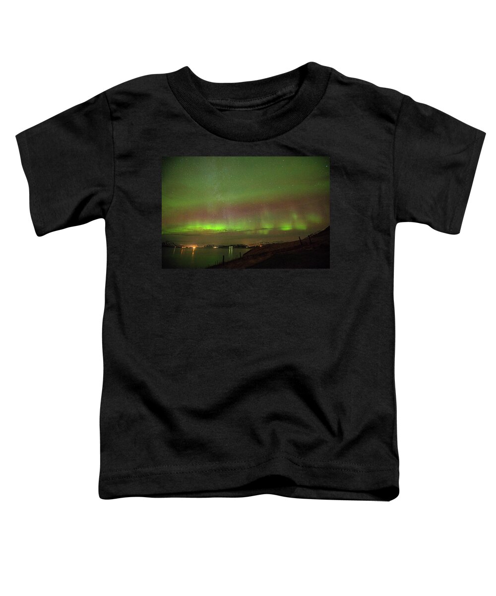 Aurora Borealis Toddler T-Shirt featuring the photograph Stars and Northern Lights by Matt Swinden