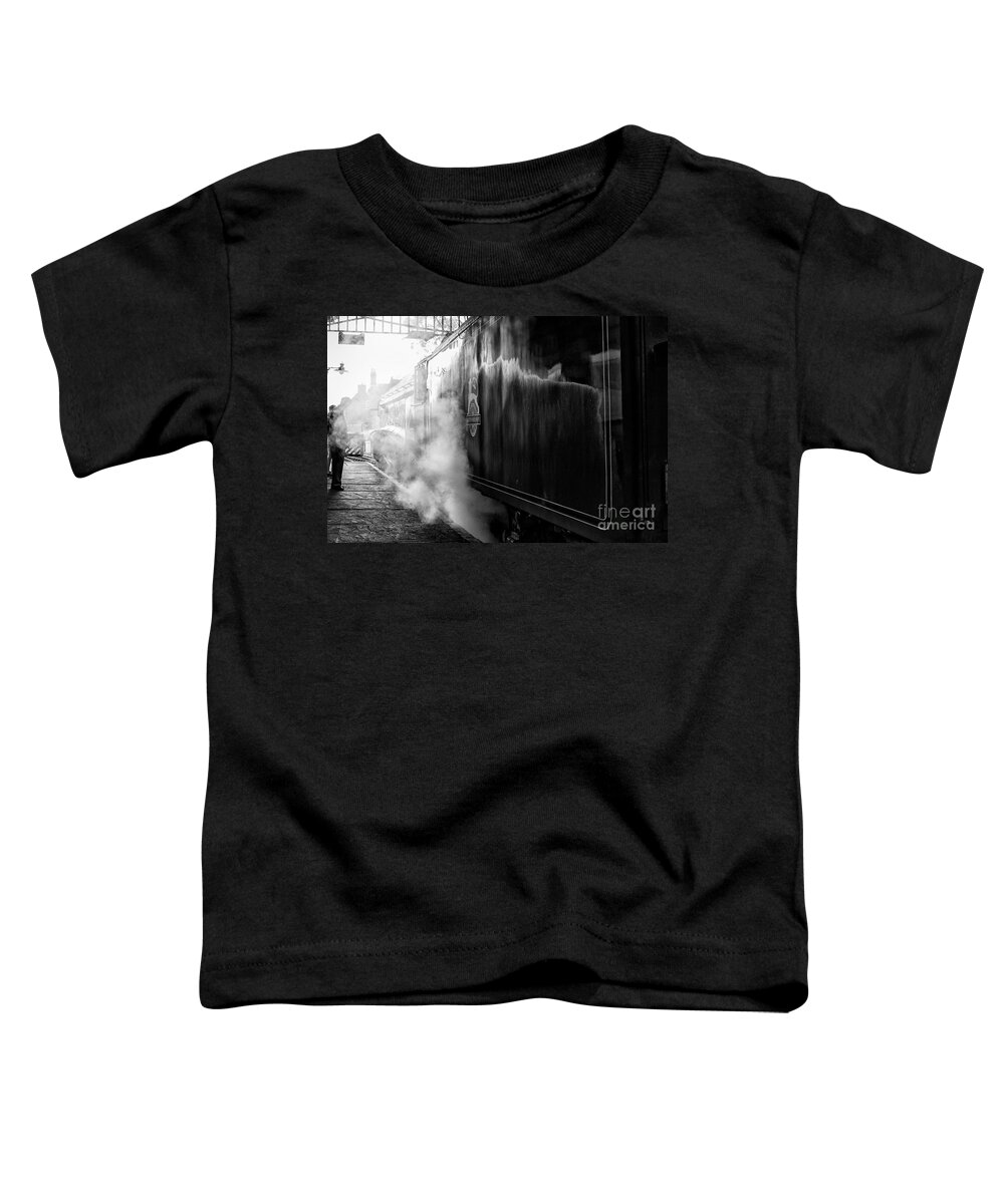 Moors Toddler T-Shirt featuring the photograph Steam train at Pickering station by Patricia Hofmeester