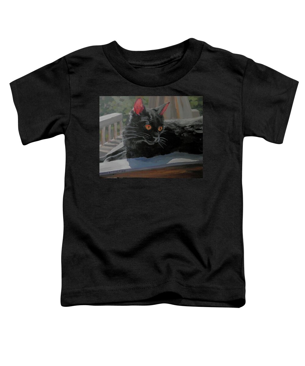 Black Cat Toddler T-Shirt featuring the painting Stella by Martha Tisdale