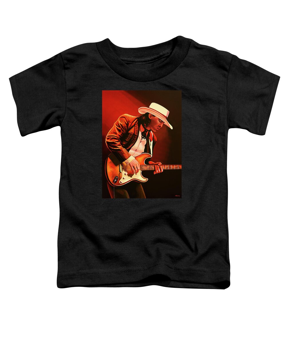 Stevie Ray Vaughan Toddler T-Shirt featuring the painting Stevie Ray Vaughan painting by Paul Meijering