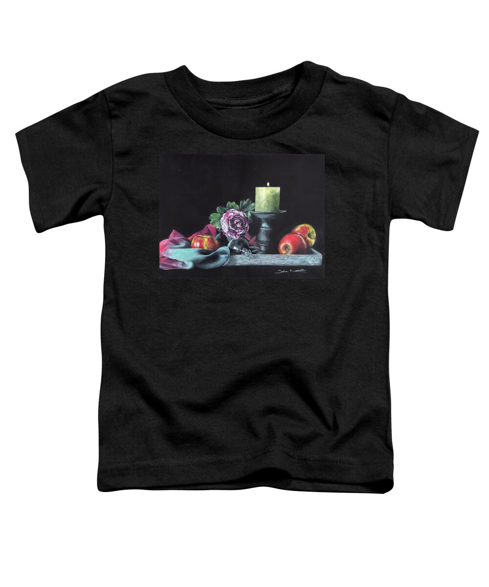 Still Life Toddler T-Shirt featuring the painting Still life with candle by John Neeve