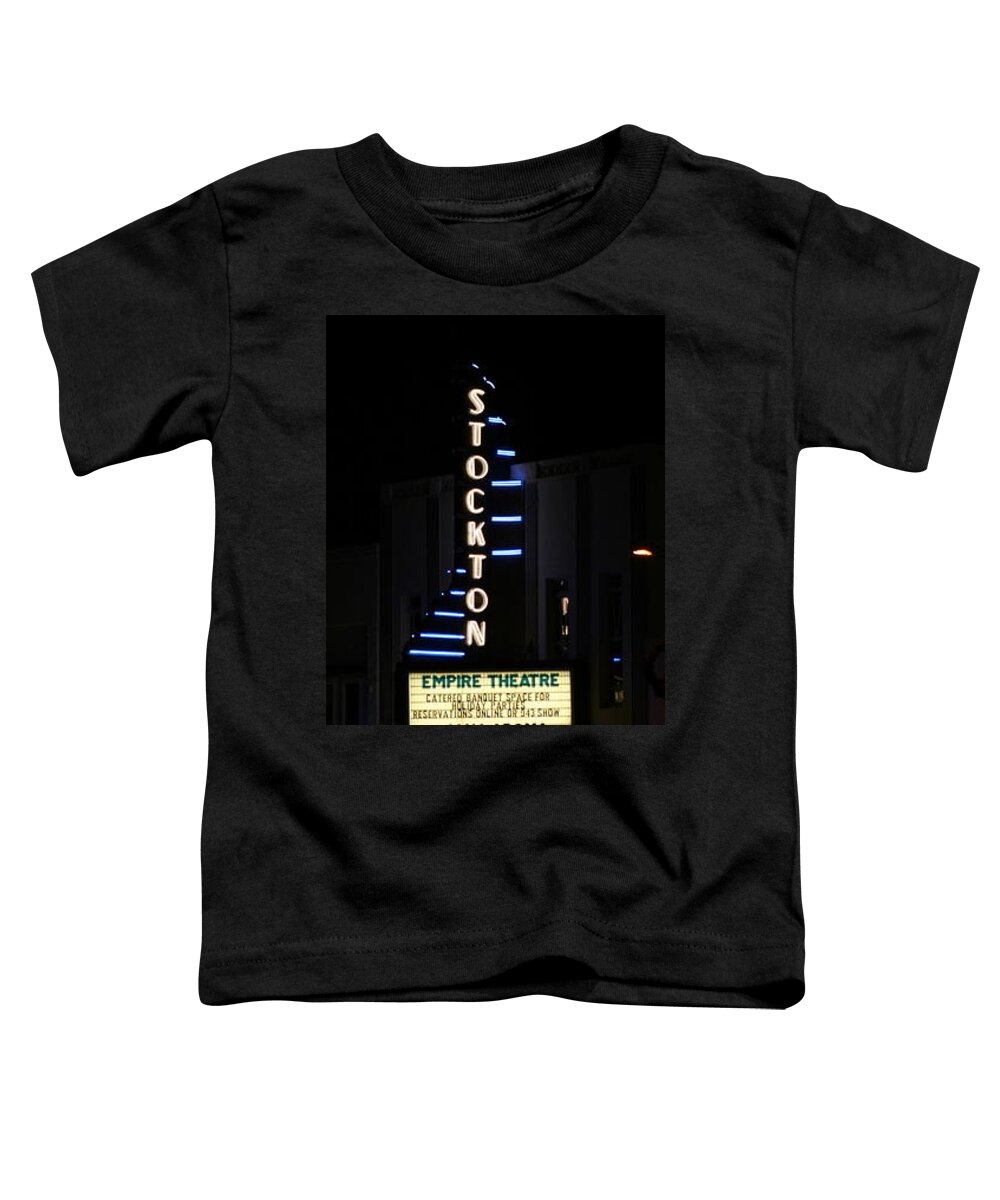 Stockton Toddler T-Shirt featuring the photograph Stockton Theatre by Suzanne Lorenz