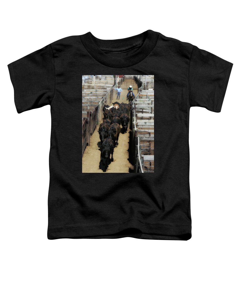 Fort Worth Toddler T-Shirt featuring the photograph Stockyards Cowboy by Micah Offman