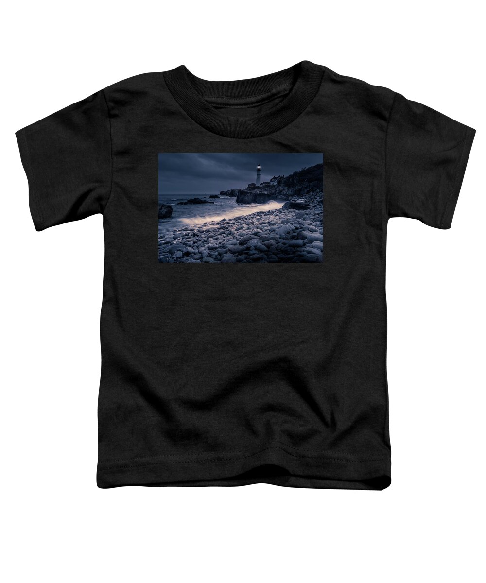 Storm Toddler T-Shirt featuring the photograph Stormy Lighthouse 2 by Doug Camara