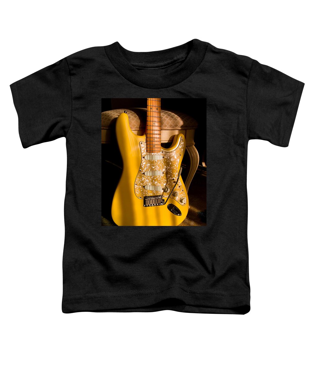 Guitar Toddler T-Shirt featuring the digital art Stratocaster Plus In Graffiti Yellow by Guitarwacky Fine Art