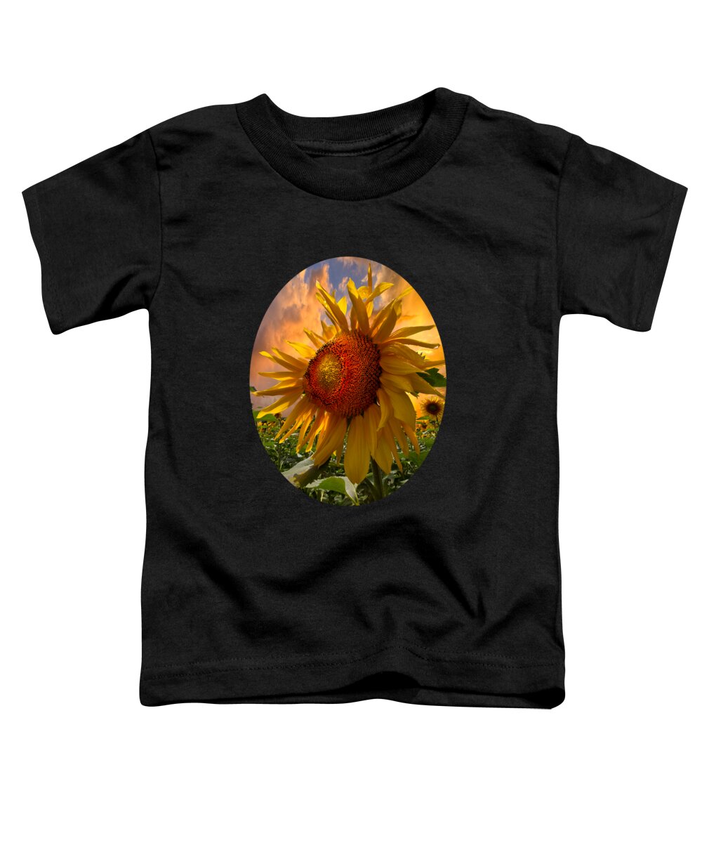 Sunflower Toddler T-Shirt featuring the photograph Sunflower Dawn in Oval by Debra and Dave Vanderlaan
