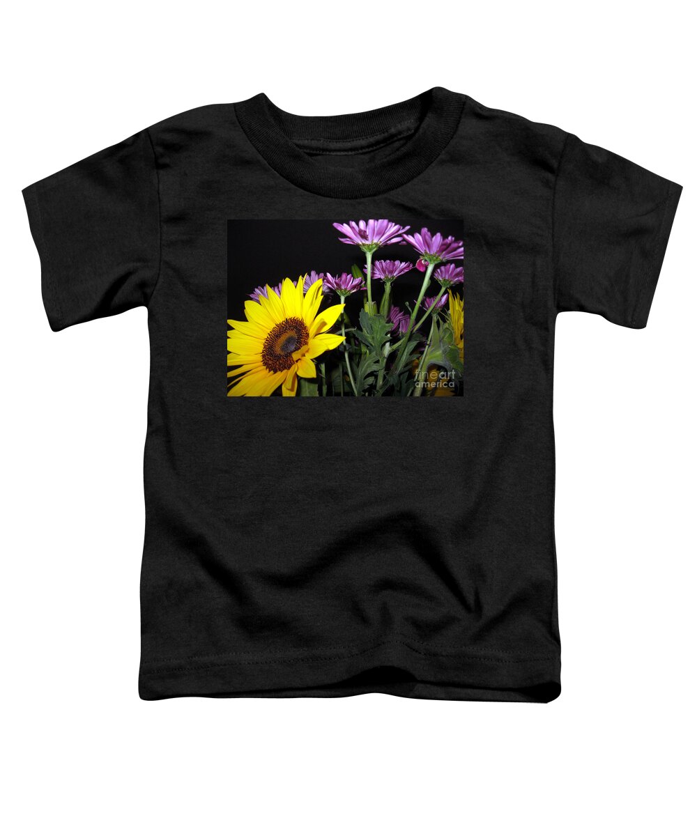 Sunflower Toddler T-Shirt featuring the painting Sunflowers. Joyful Bouquet by Oksana Semenchenko