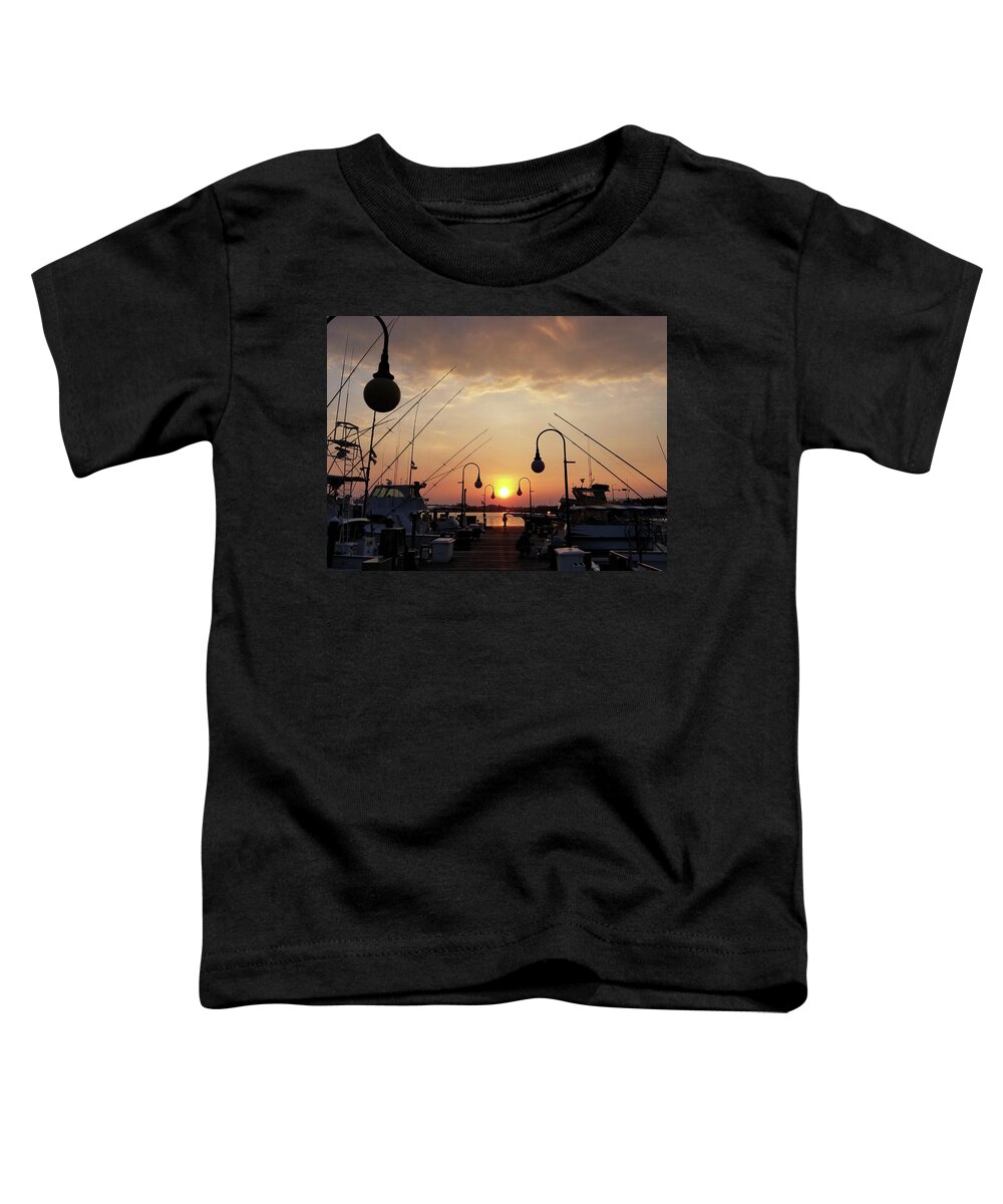 Sun Toddler T-Shirt featuring the photograph Sunset At The End Of The Talbot St Pier by Robert Banach