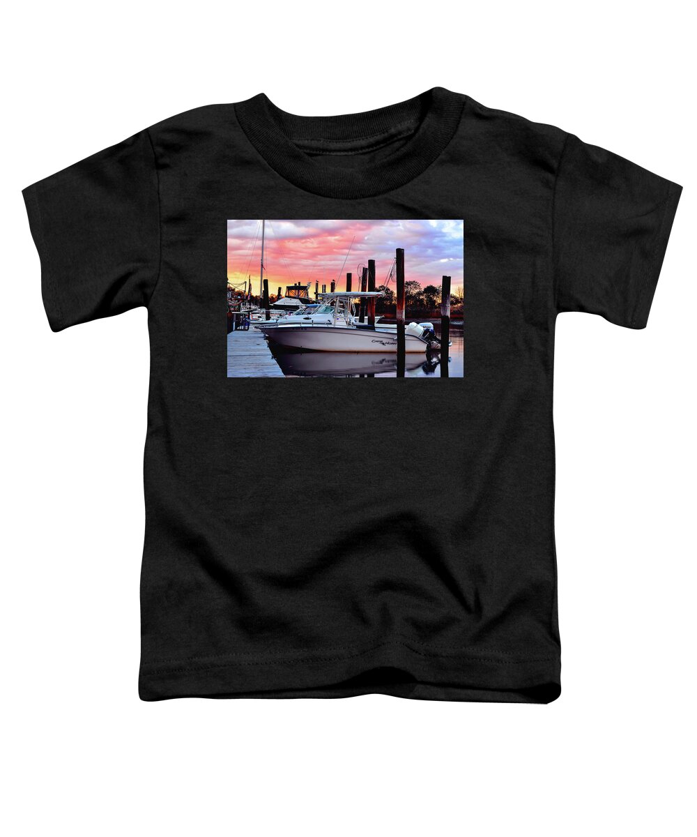 Boats Toddler T-Shirt featuring the photograph Sunset on the Water by Daniel Carvalho